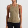 Tops Aje ATHLETICA | Hydra Racer Knit Ribbed Top Soft Khaki