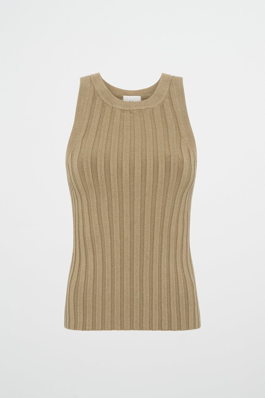 Tops Aje ATHLETICA | Hydra Racer Knit Ribbed Top Soft Khaki