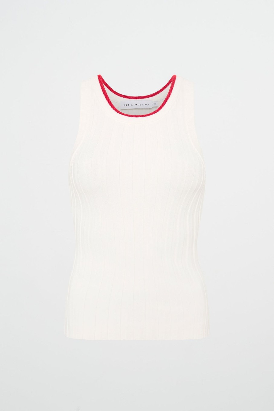 Tops Aje ATHLETICA | Racer Split Knit Top 107 White / Passionate Red