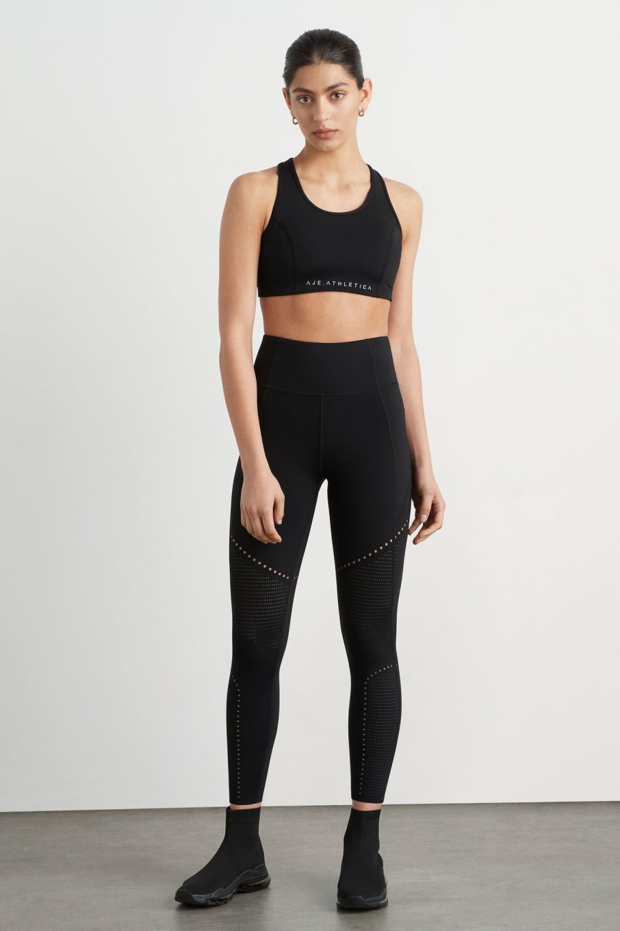 Bottoms Aje ATHLETICA | High Rise Perforated 7/8 Legging 227 Black/Reflective