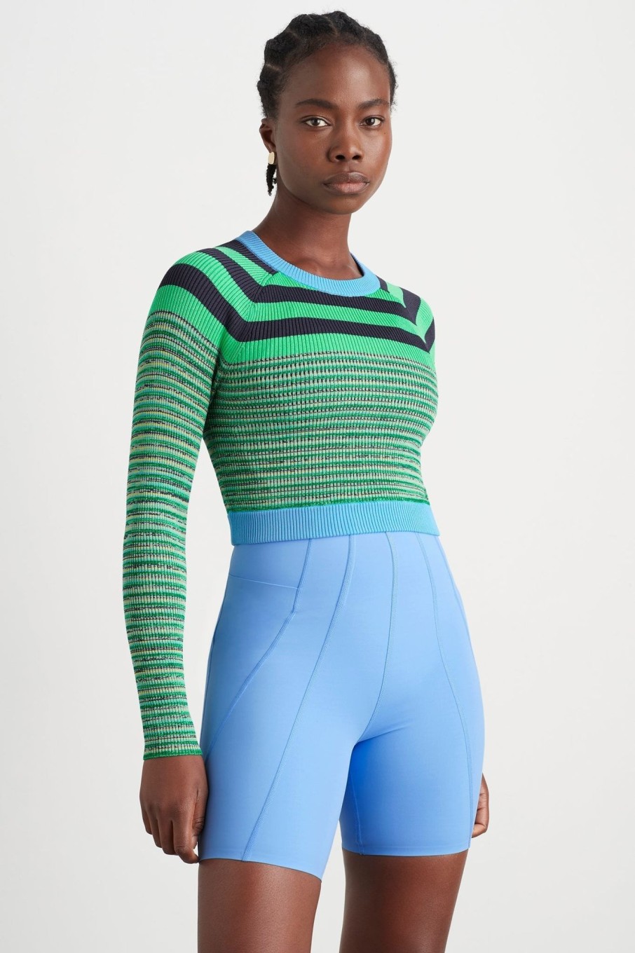 Outerwear Aje ATHLETICA | Striped Knit Jumper 423 Mint Green/Multi