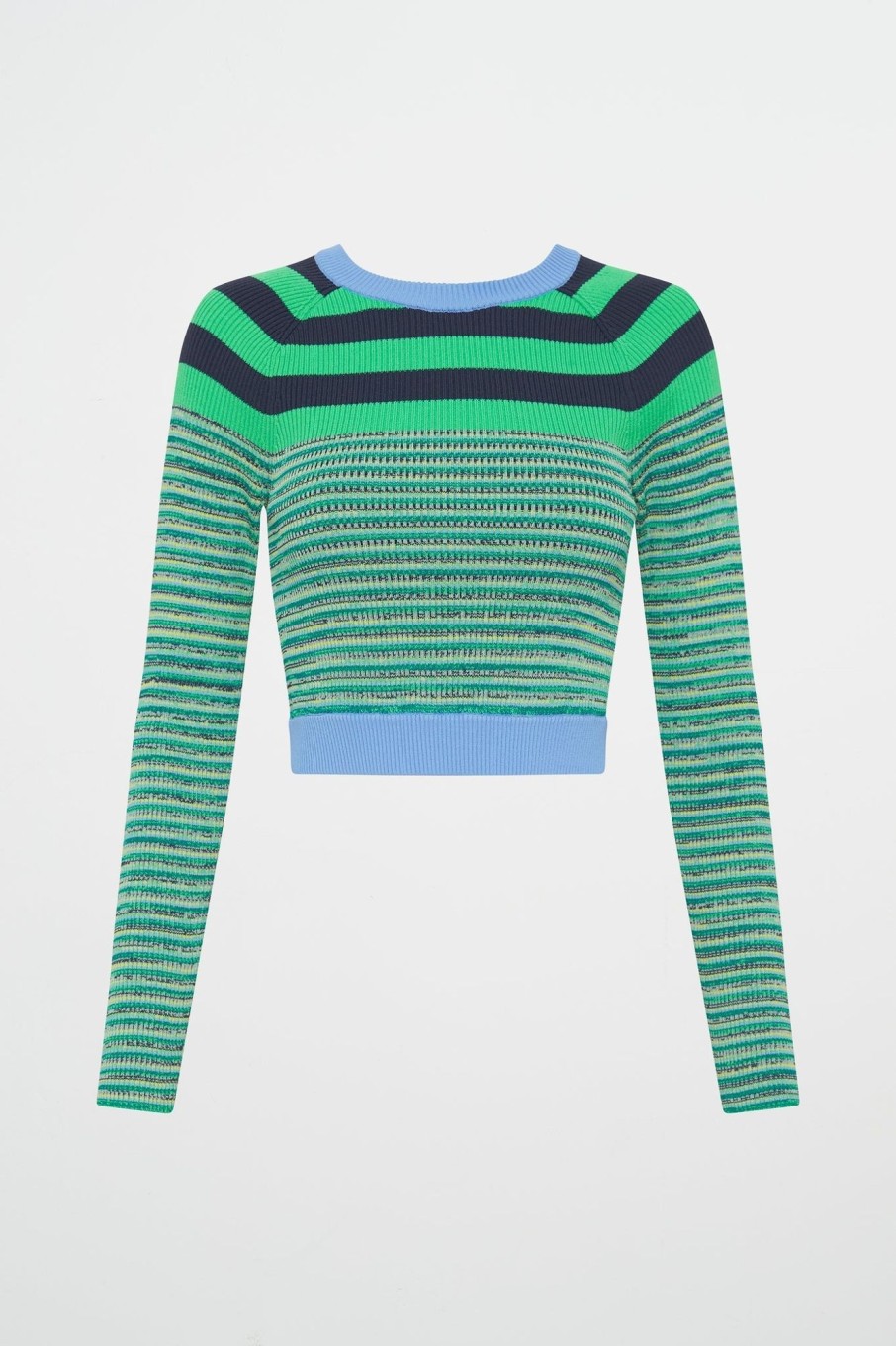 Outerwear Aje ATHLETICA | Striped Knit Jumper 423 Mint Green/Multi