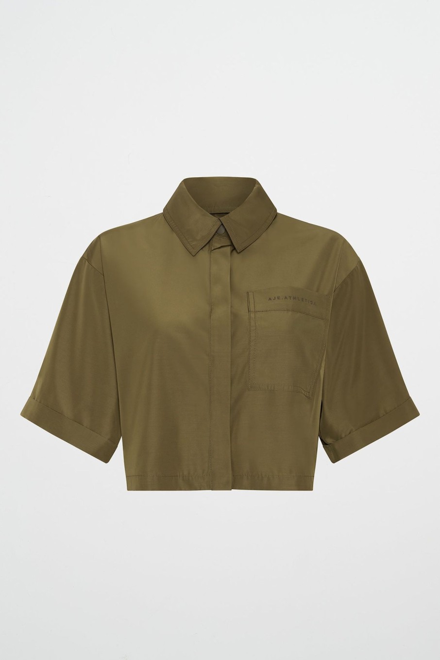 Tops Aje ATHLETICA | Cropped Spray Shirt 441 Deep Khaki