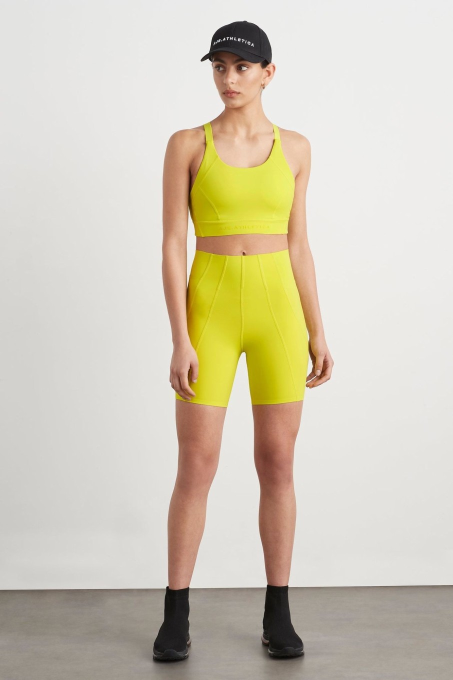 Bottoms Aje ATHLETICA | High Rise Mid Length Bike Short 615 Citrus Yellow