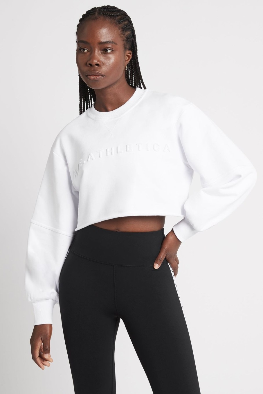 Outerwear Aje ATHLETICA | Cropped Embossed Logo Crew Jumper 413 White