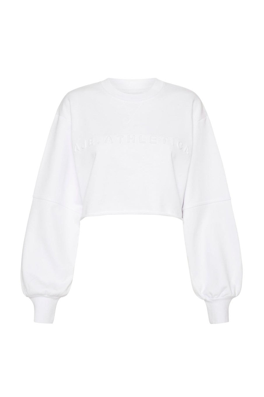 Outerwear Aje ATHLETICA | Cropped Embossed Logo Crew Jumper 413 White