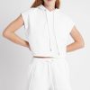 Outerwear Aje ATHLETICA | Embossed Classic Short Sleeve Cropped Hoodie 402 White