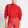 Outerwear Aje ATHLETICA | Cropped Knit Funnel Neck Jumper 408 Garnet Red