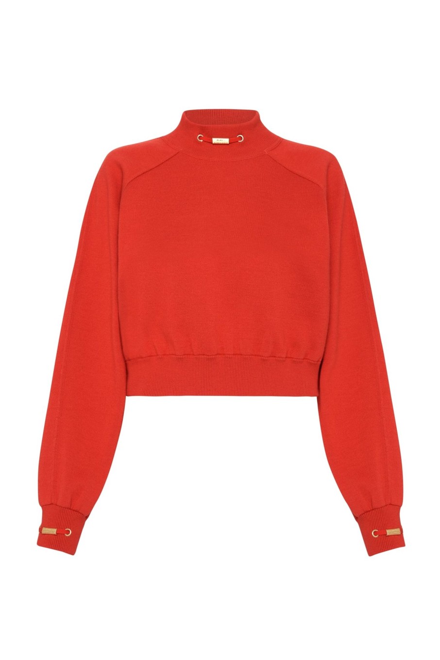 Outerwear Aje ATHLETICA | Cropped Knit Funnel Neck Jumper 408 Garnet Red