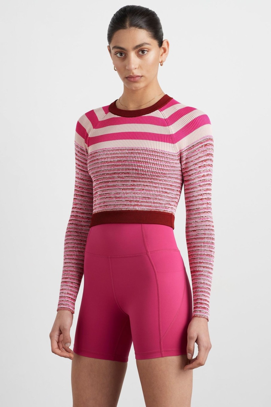 Outerwear Aje ATHLETICA | Striped Knit Jumper 423 Berry/Multi