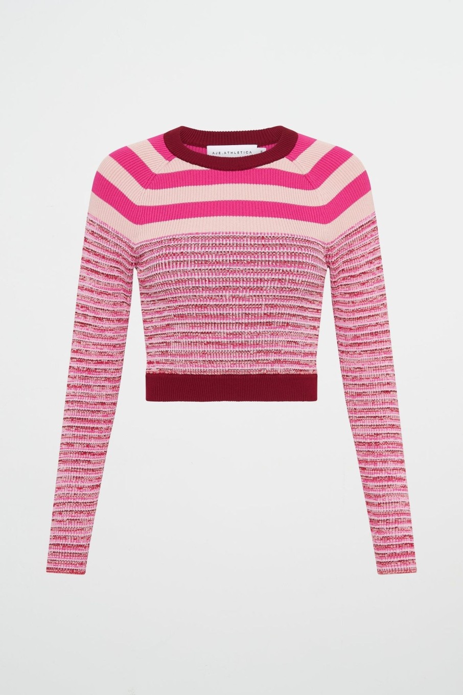 Outerwear Aje ATHLETICA | Striped Knit Jumper 423 Berry/Multi