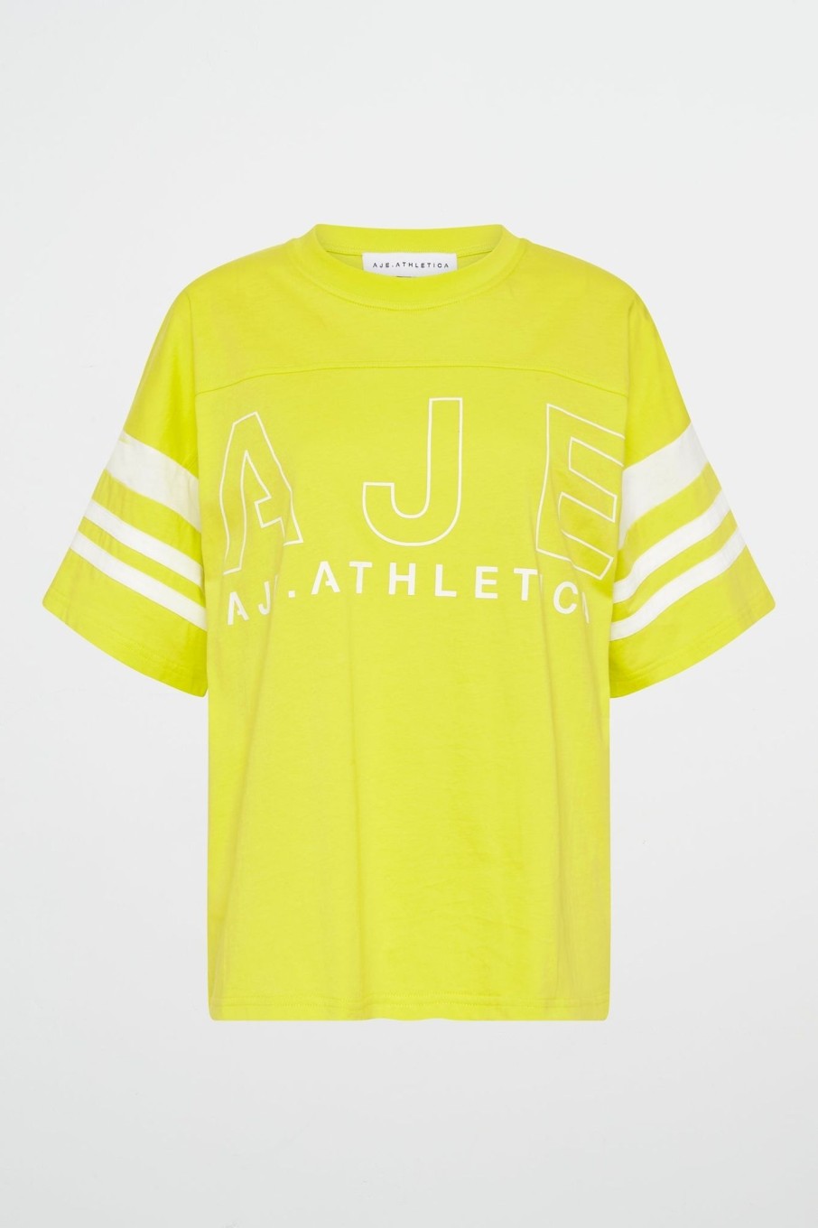 Tops Aje ATHLETICA | Logo Stripe T-Shirt 102 Citrus Yellow/Wht