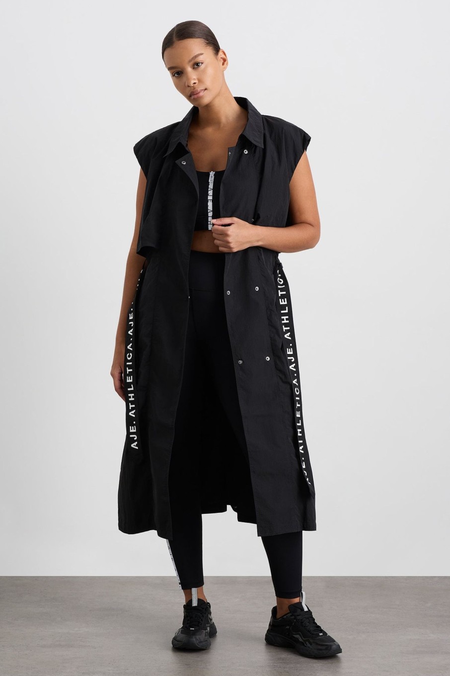 Outerwear Aje ATHLETICA | Longline Belted Vest 703 Black