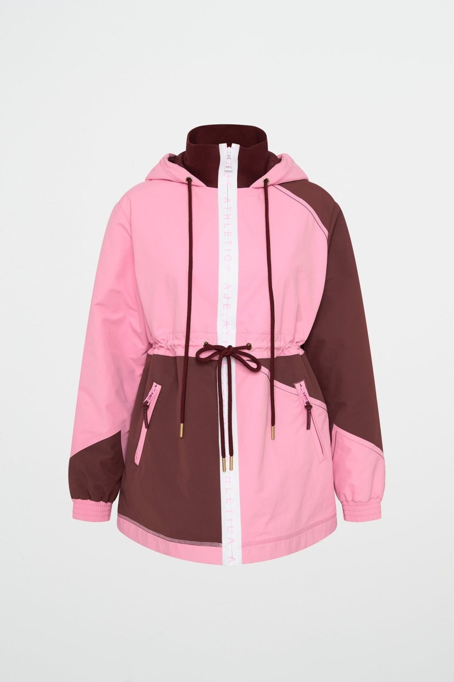 Outerwear Aje ATHLETICA | Colour Block Long Jacket 731 Burnt Burgundy/Bonbon Pink