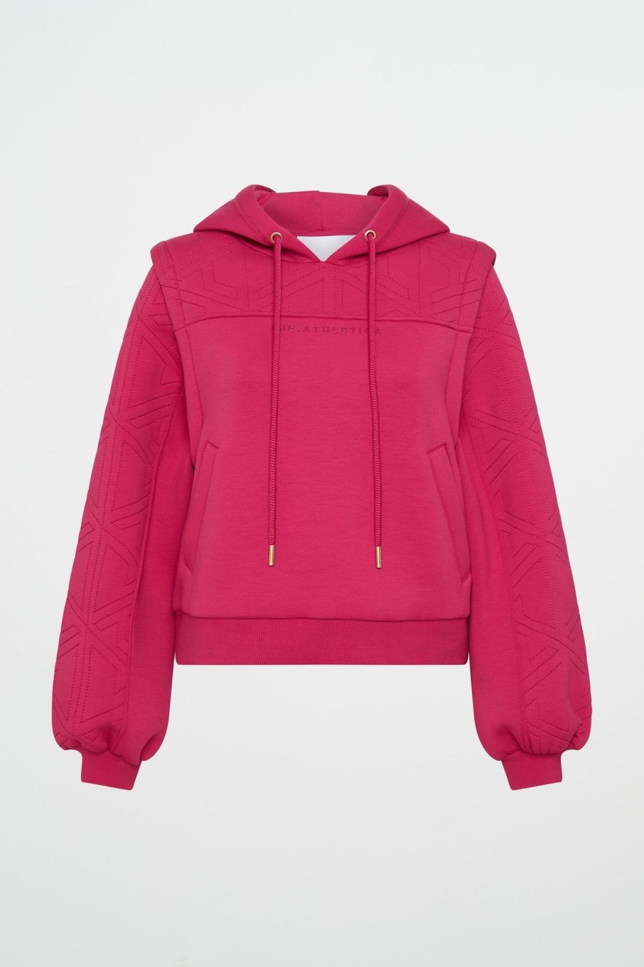 Outerwear Aje ATHLETICA | Quilted Logo Scuba Hoodie 418 Berry