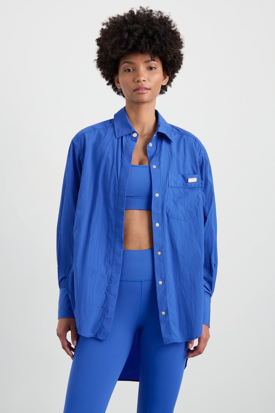 Tops Aje ATHLETICA | Side Split Windbreaker Shirt 406 Cobalt Blue