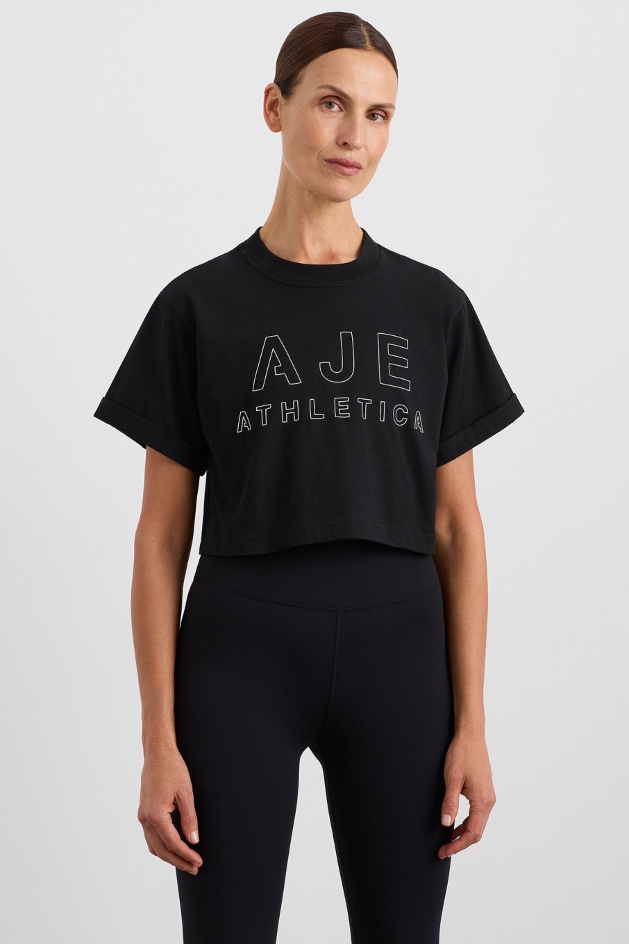 Tops Aje ATHLETICA | Block Logo Cropped Tee 105 Black/White