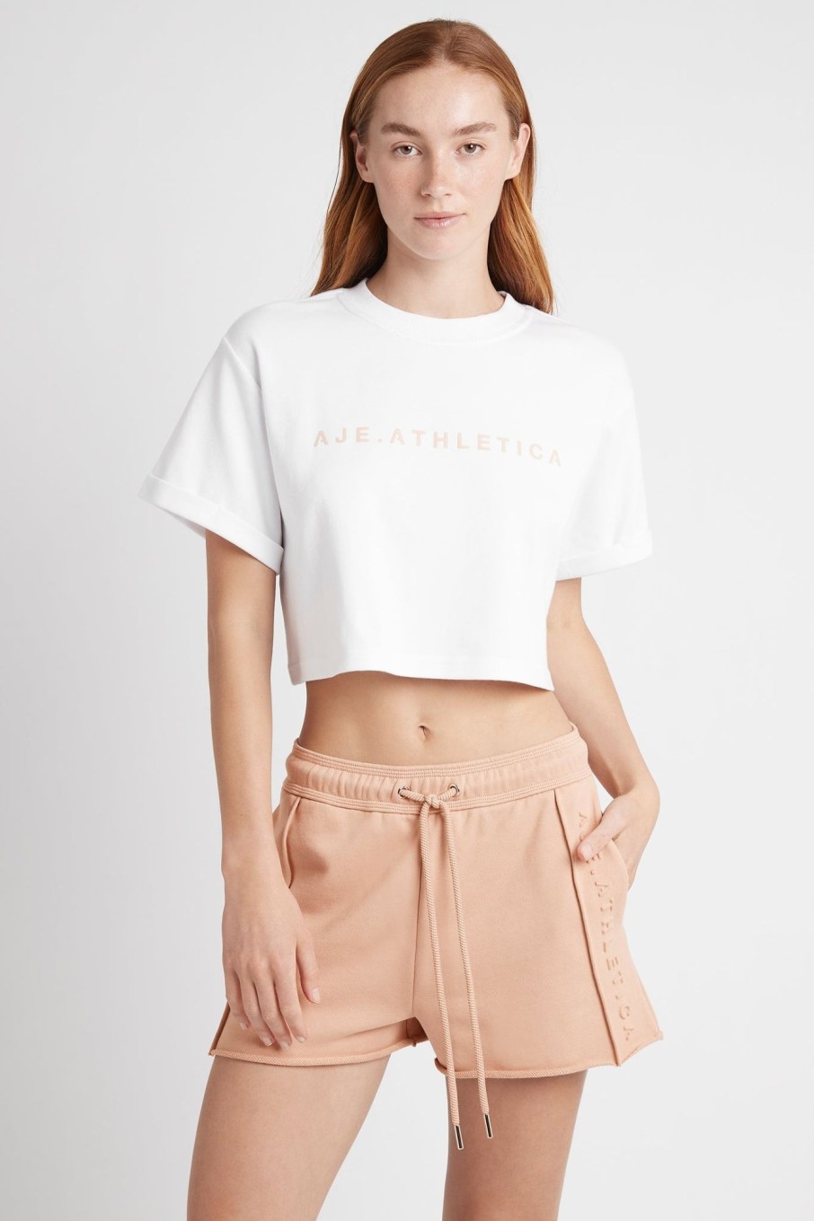 Tops Aje ATHLETICA | Cropped Signature Logo T-Shirt 104 White/Sand