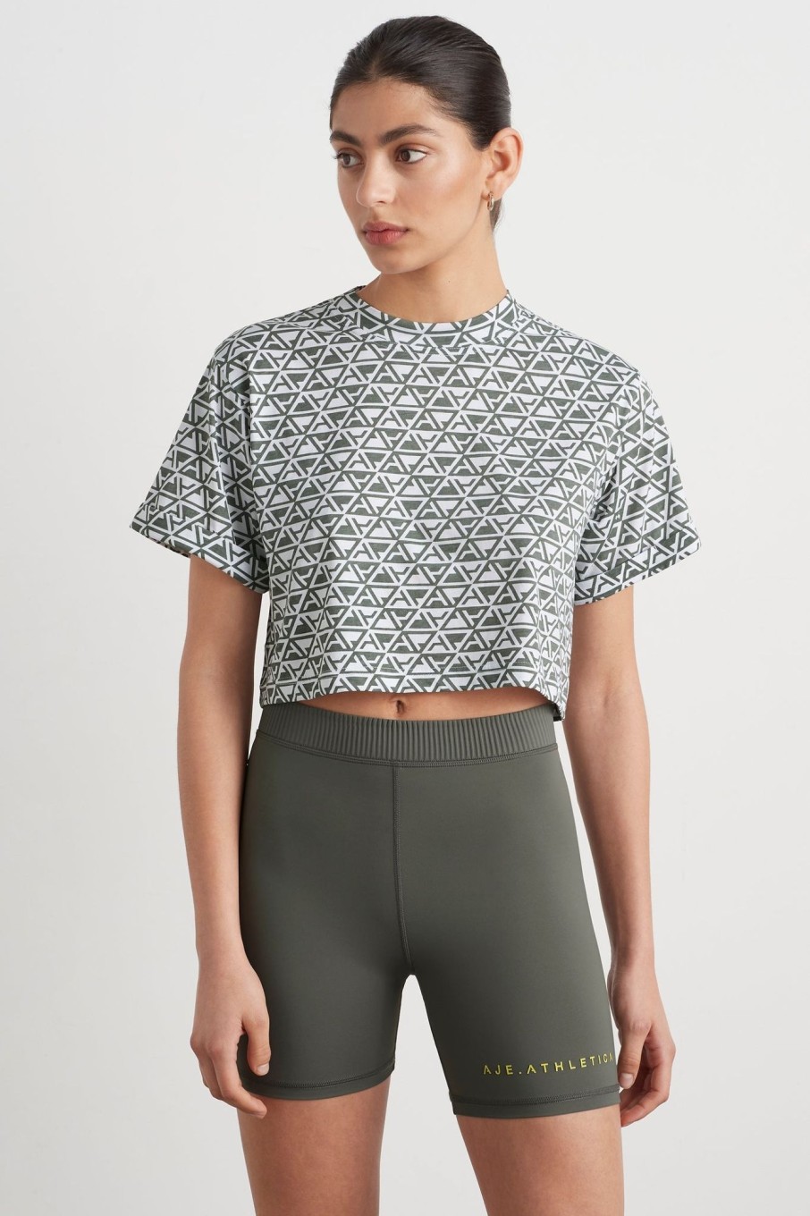 Tops Aje ATHLETICA | Geo Print Crop T-Shirt 105 Geo Print/White