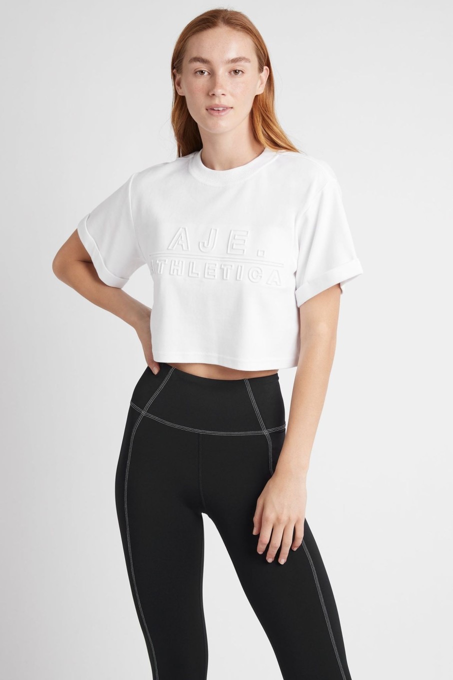 Tops Aje ATHLETICA | Cropped Embossed Classic Logo T-Shirt 105 White