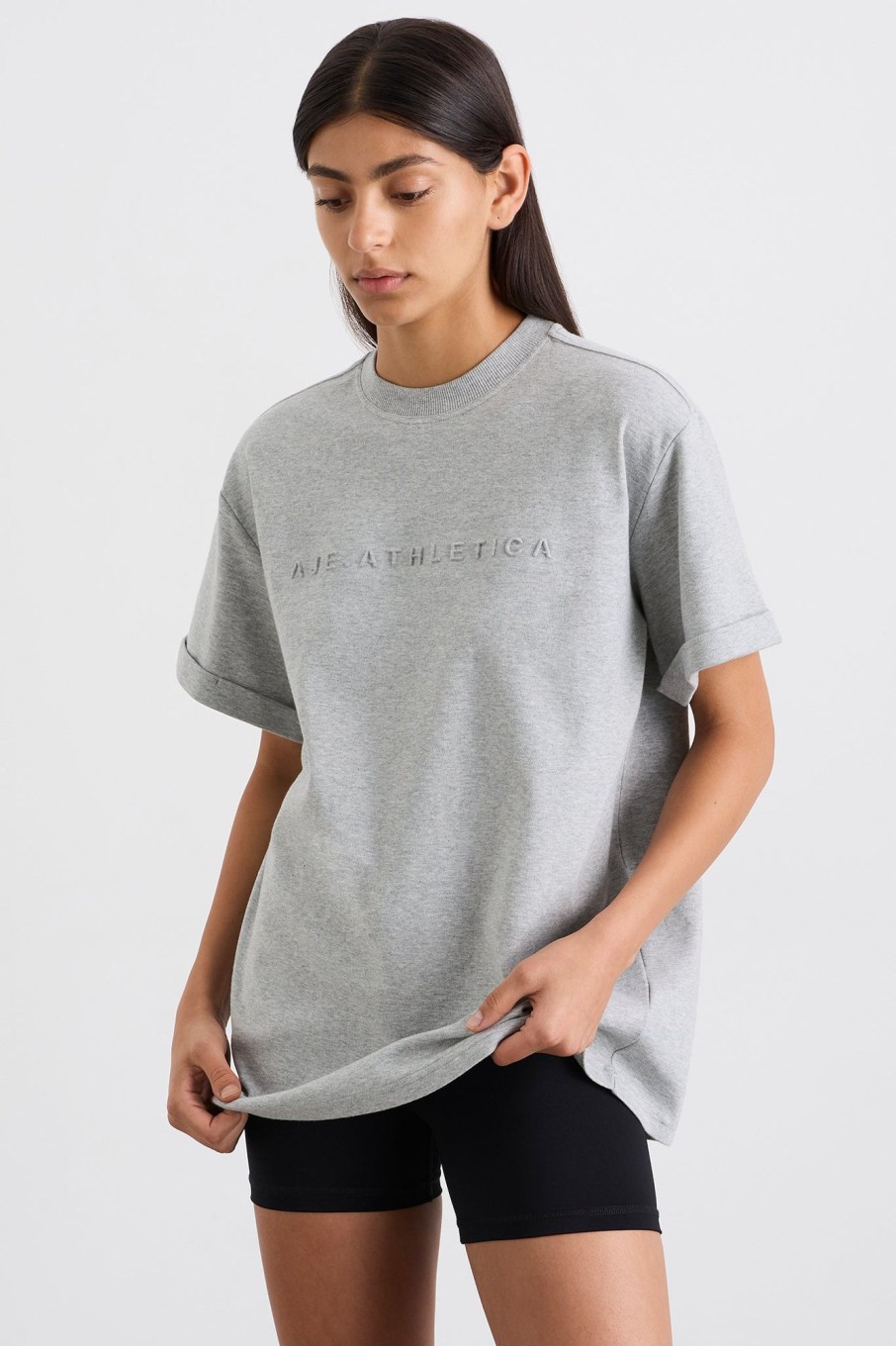 Tops Aje ATHLETICA | Embossed Boyfriend Tee 102 Grey Marle