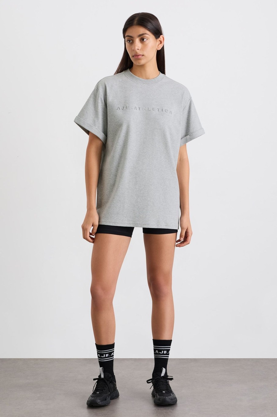 Tops Aje ATHLETICA | Embossed Boyfriend Tee 102 Grey Marle