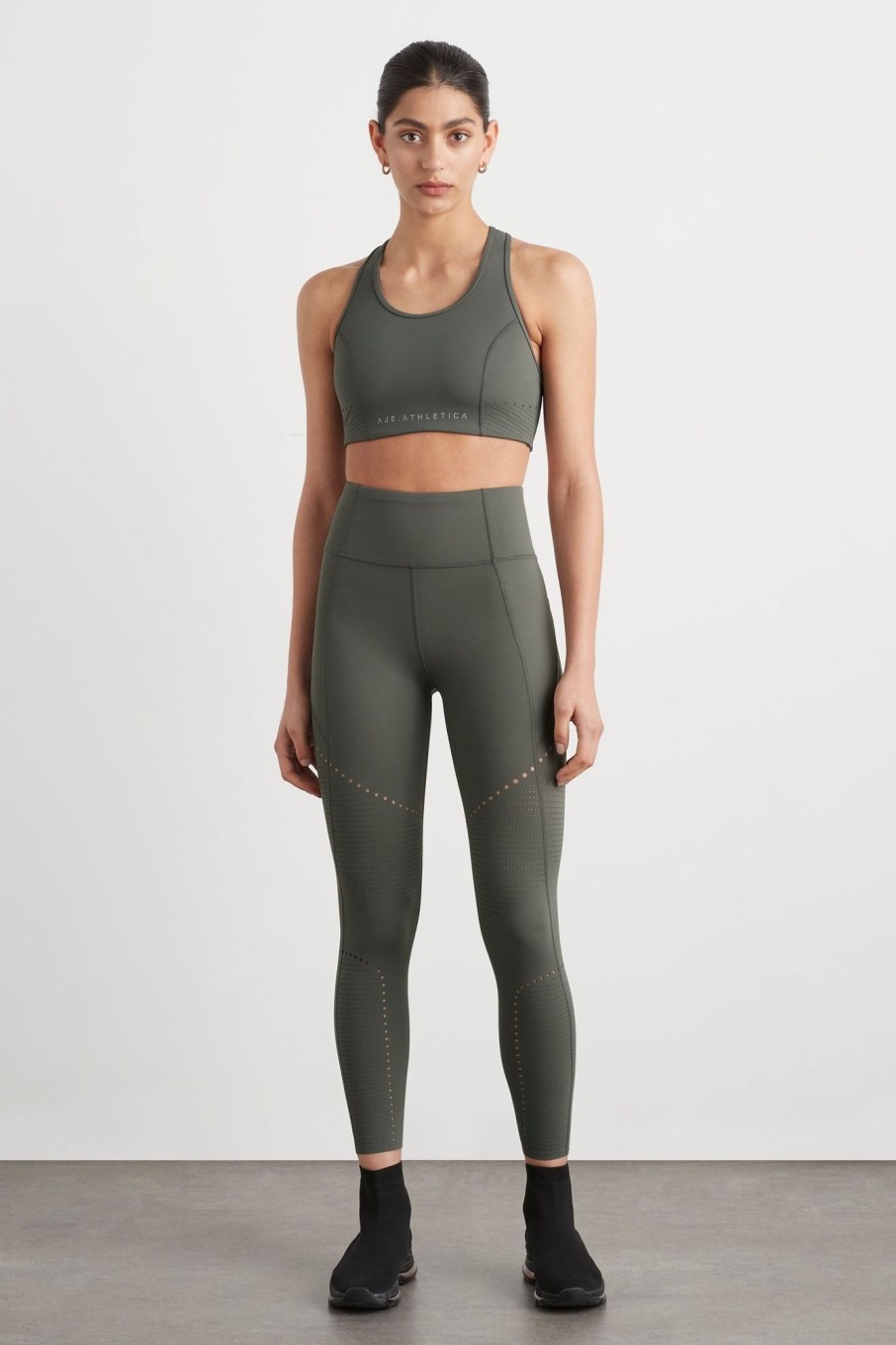 Bottoms Aje ATHLETICA | High Rise Perforated 7/8 Legging 227 Midnight Grey/Reflective