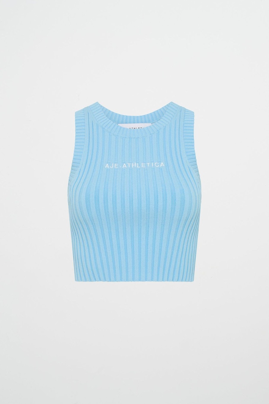 Tops Aje ATHLETICA | Cropped Knitted Logo Tank 135 Ice Blue