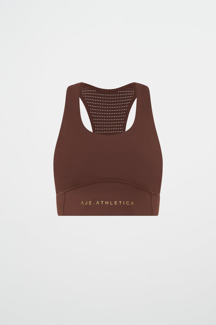 Tops Aje ATHLETICA | Mesh Racer Back Sports Bra 338 Dark Chocolate