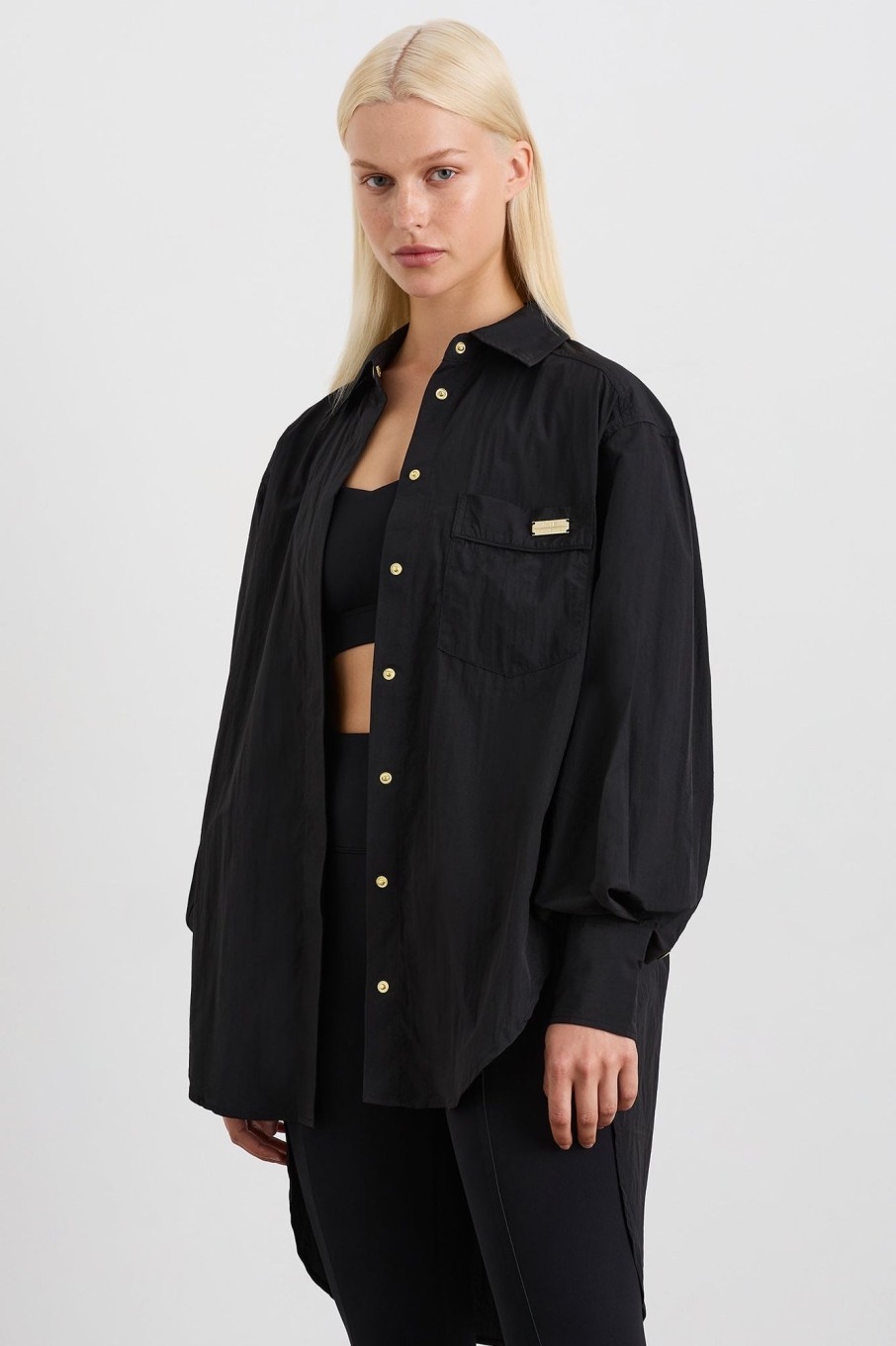 Tops Aje ATHLETICA | Side Split Windbreaker Shirt 406 Black