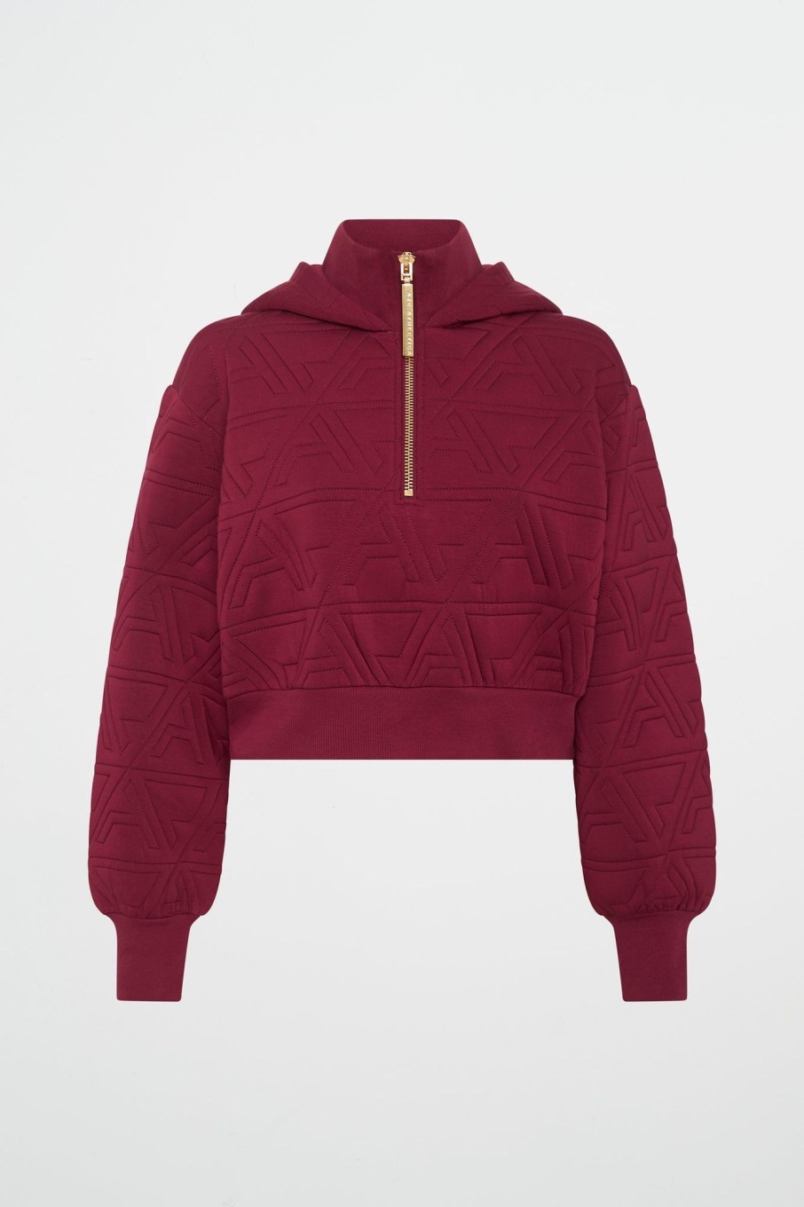 Outerwear Aje ATHLETICA | Quilted Scuba Hoodie 729 Burnt Burgundy