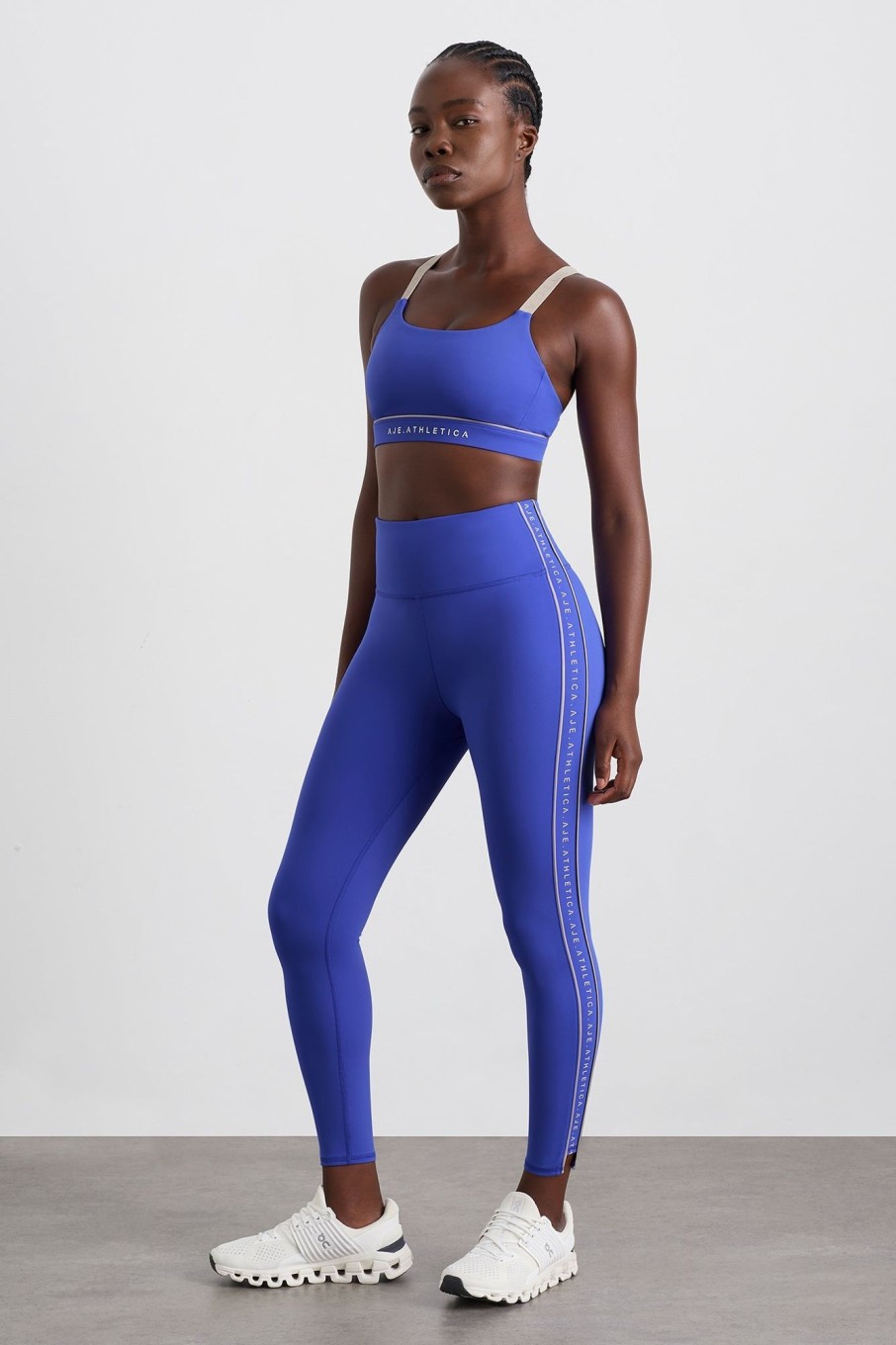 Bottoms Aje ATHLETICA | Notch Logo 7/8 Legging 240 Marine Blue Latte Beige