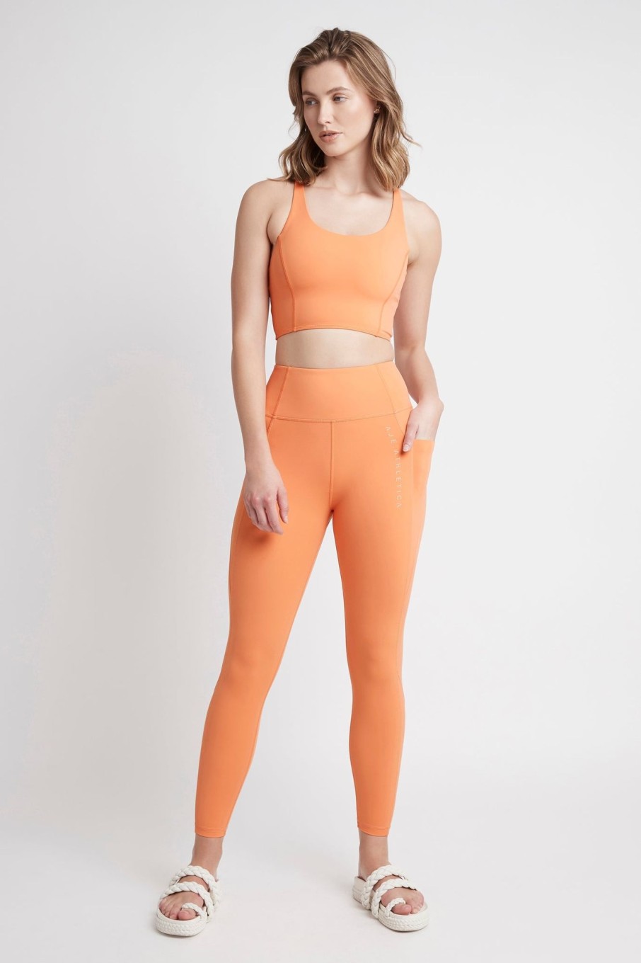 Bottoms Aje ATHLETICA | High Rise 7/8 Logo Legging 203 Tangerine Orange-Sand