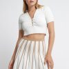 Bottoms Aje ATHLETICA | Pleated Knit Mini Skirt 611 White/Beige