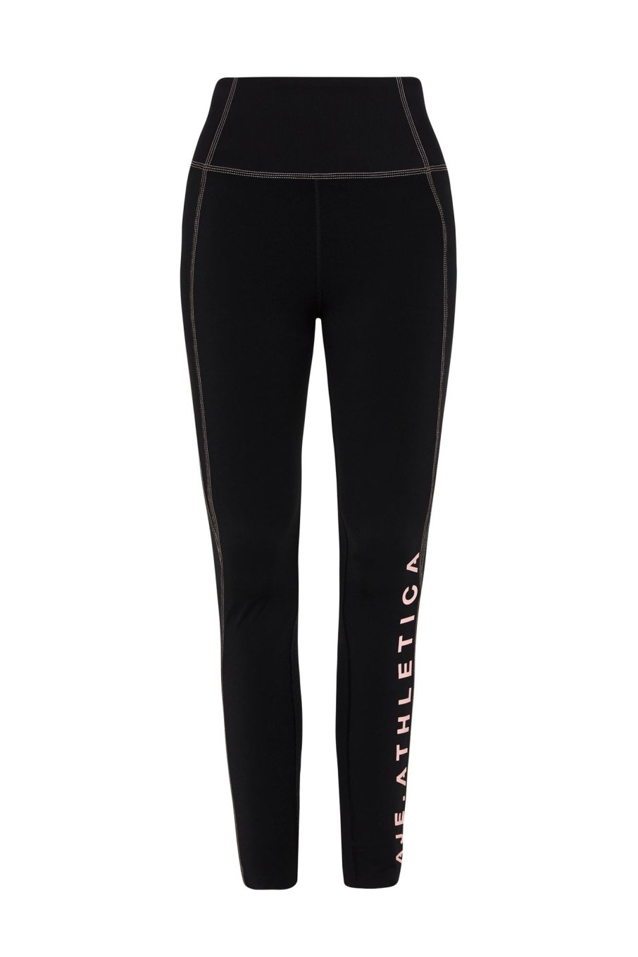 Bottoms Aje ATHLETICA | High Rise Contrast Stitch Logo Full Length Legging 203 Black/Rose Quartz