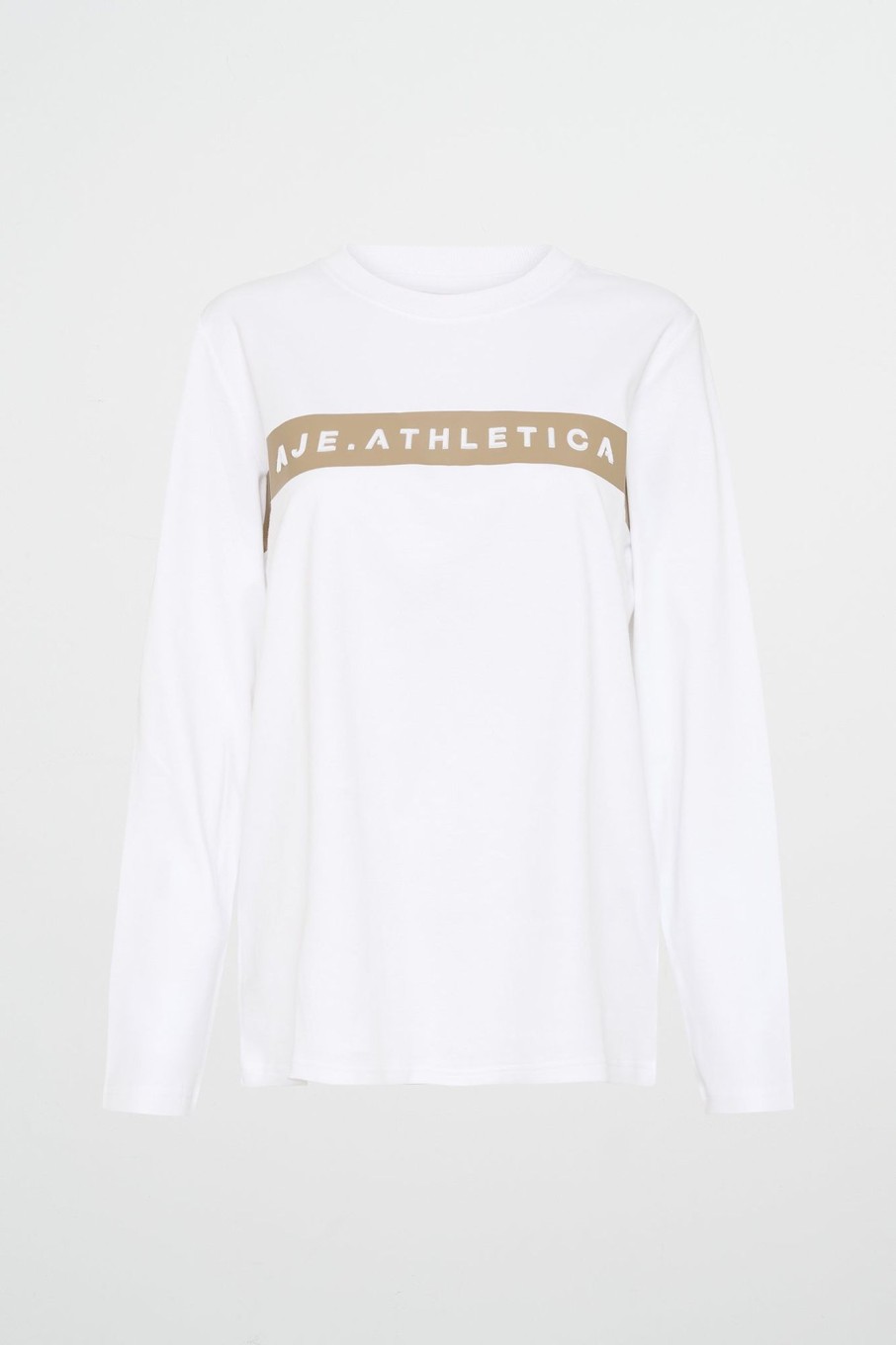 Tops Aje ATHLETICA | Embossed Logo Long Sleeve T-Shirt 127 White Soft Khaki