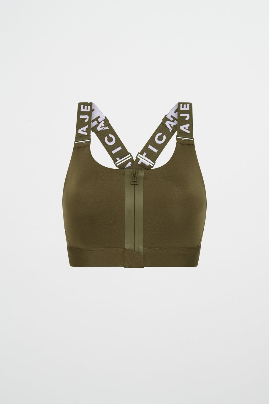 Tops Aje ATHLETICA | Zip Front Sports Bra 304 Deep Khaki