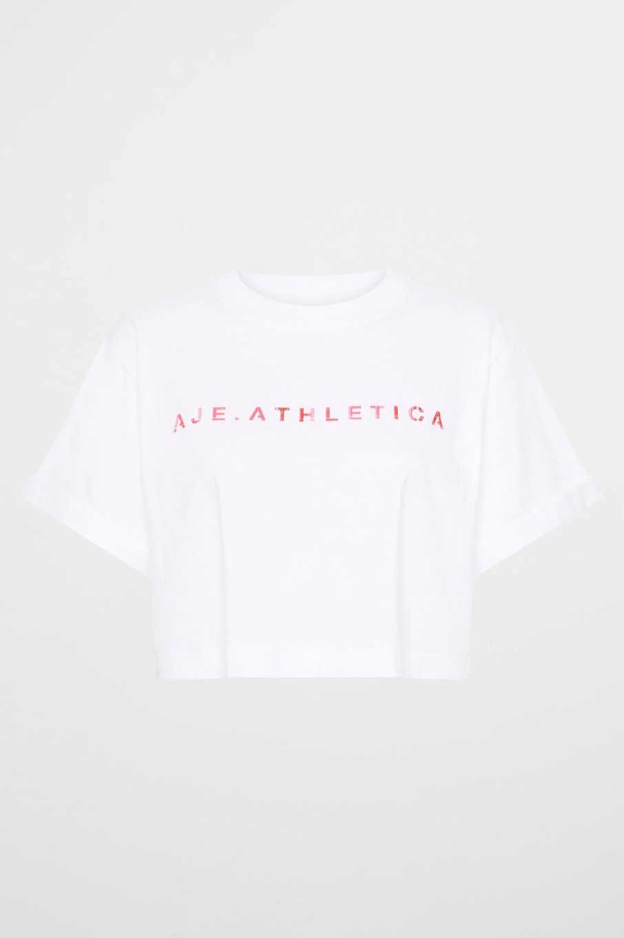 Tops Aje ATHLETICA | Cropped Tee 105 White Blurred Pink Check