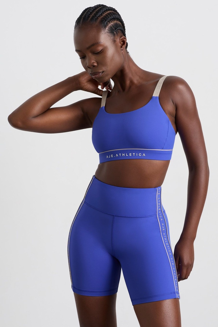 Tops Aje ATHLETICA | Classic Strap Sports Bra 362 Marine Blue Latte Beige