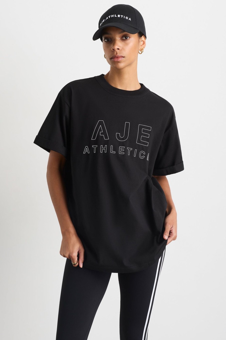 Tops Aje ATHLETICA | Block Logo Boyfriend Tee 102 Black/White