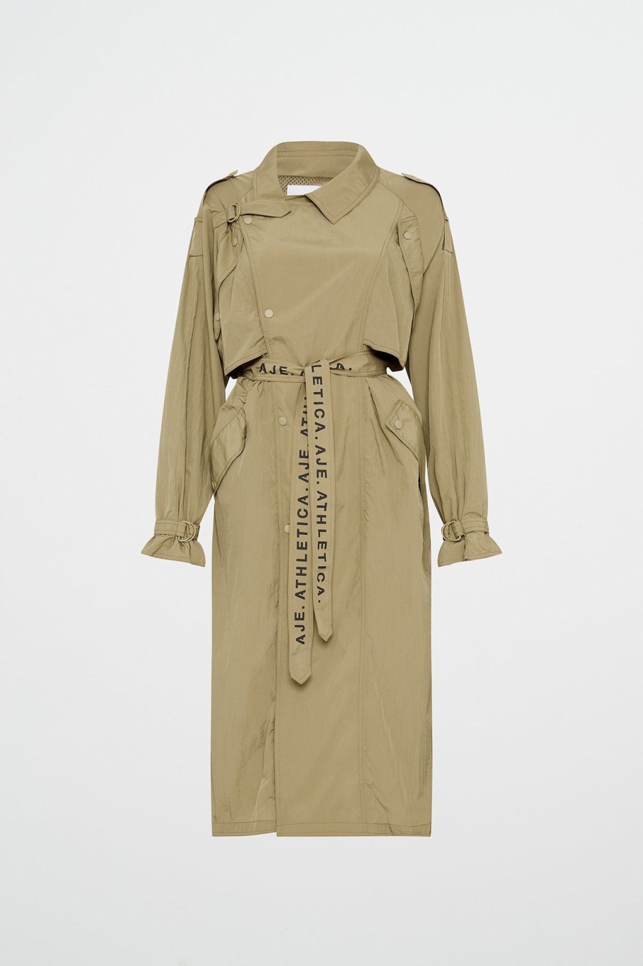 Outerwear Aje ATHLETICA | Longline Belted Trench 703 Soft Khaki/Black