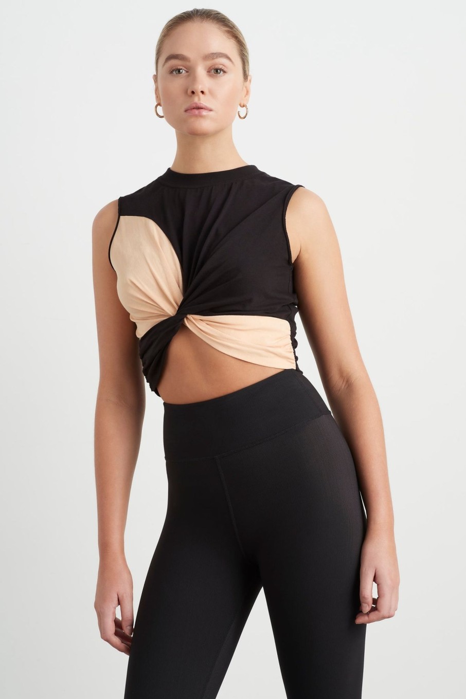 Tops Aje ATHLETICA | Colour Block Twist Tank 130 Black/Beige