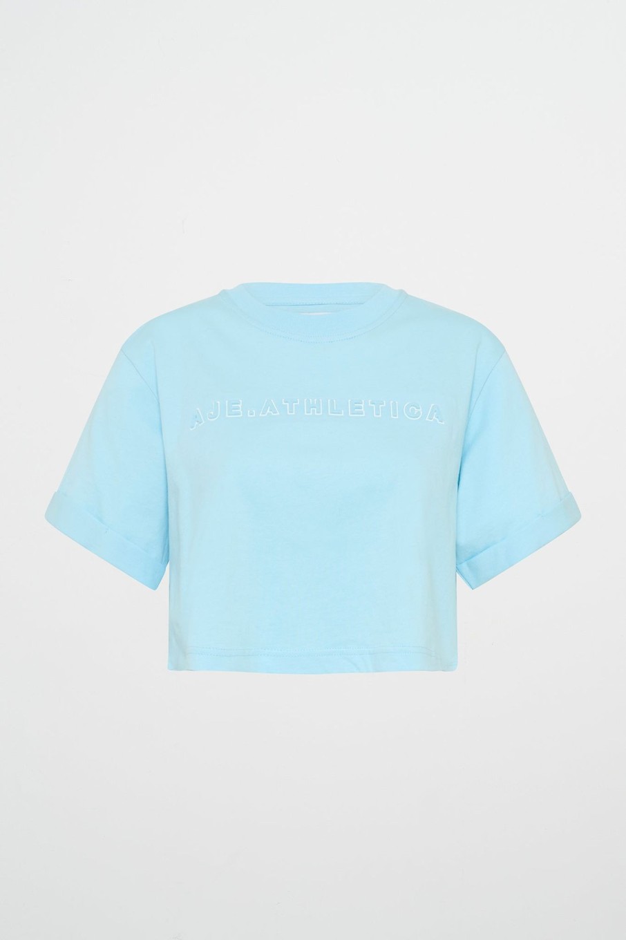 Tops Aje ATHLETICA | Embossed Crop Tee 105 Ice Blue/White