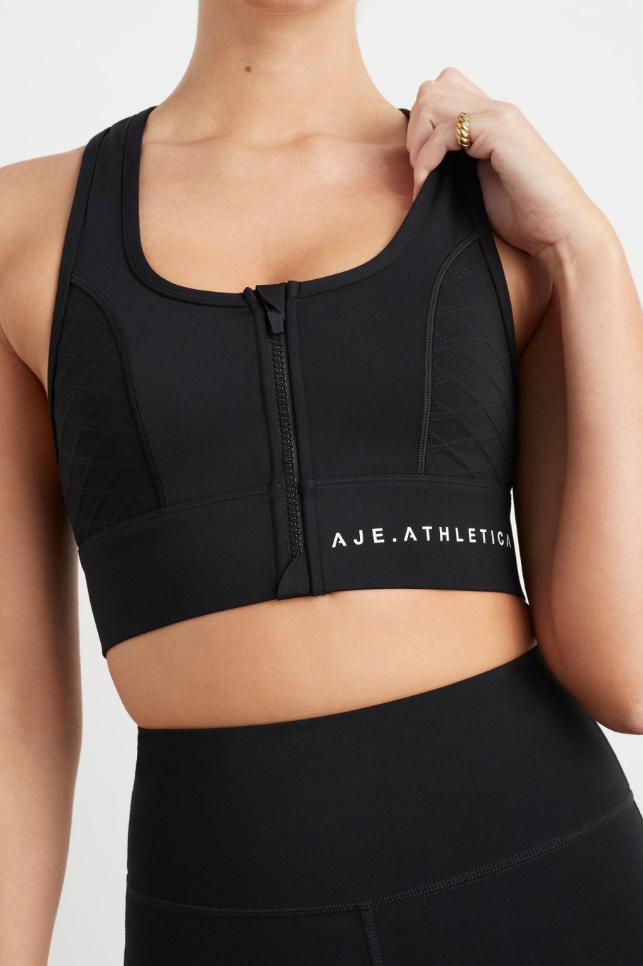 Tops Aje ATHLETICA | Quilted Zip Front Bra 329 Black/White