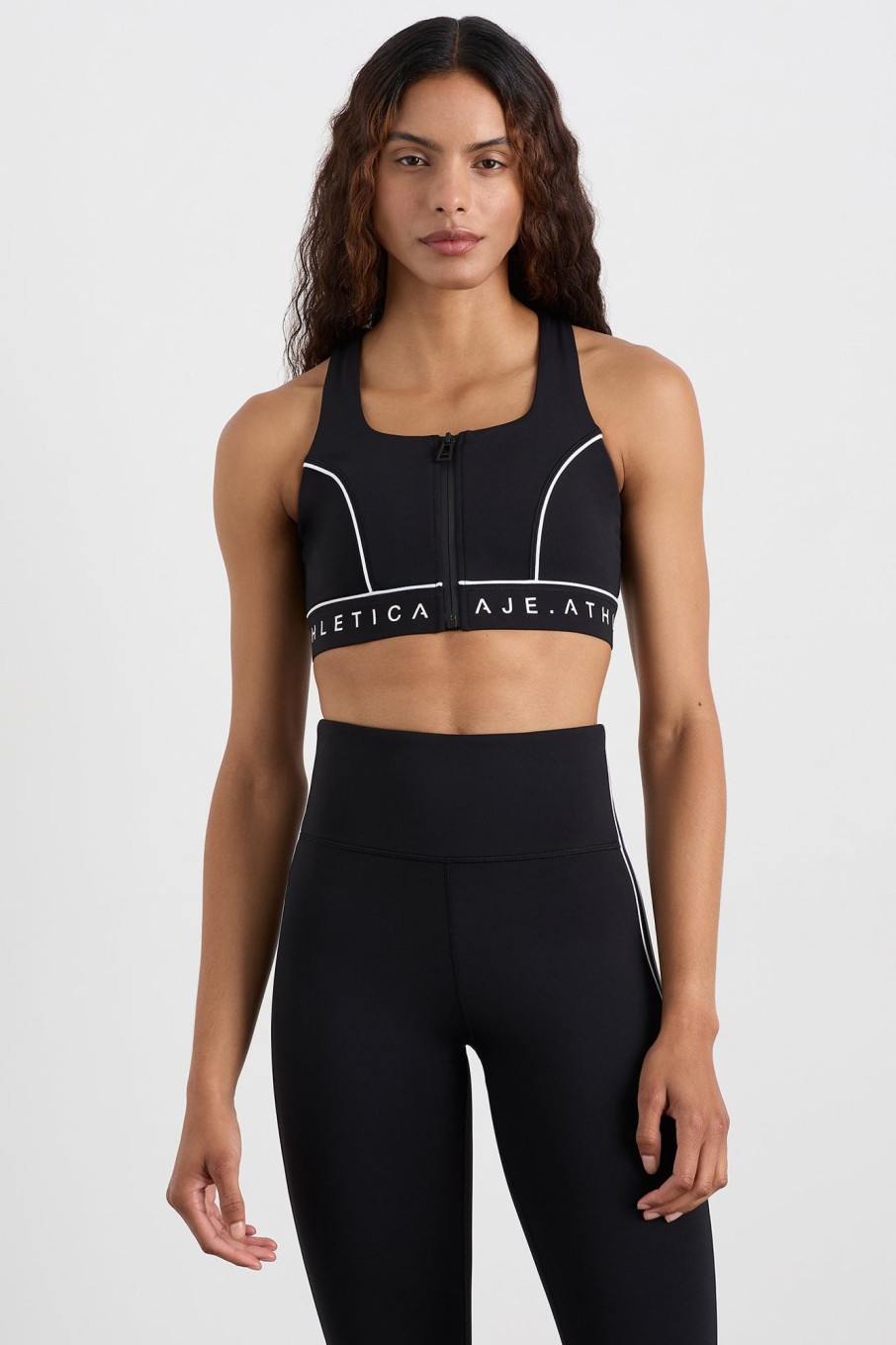 Tops Aje ATHLETICA | Zip Front Sports Bra 329 Black