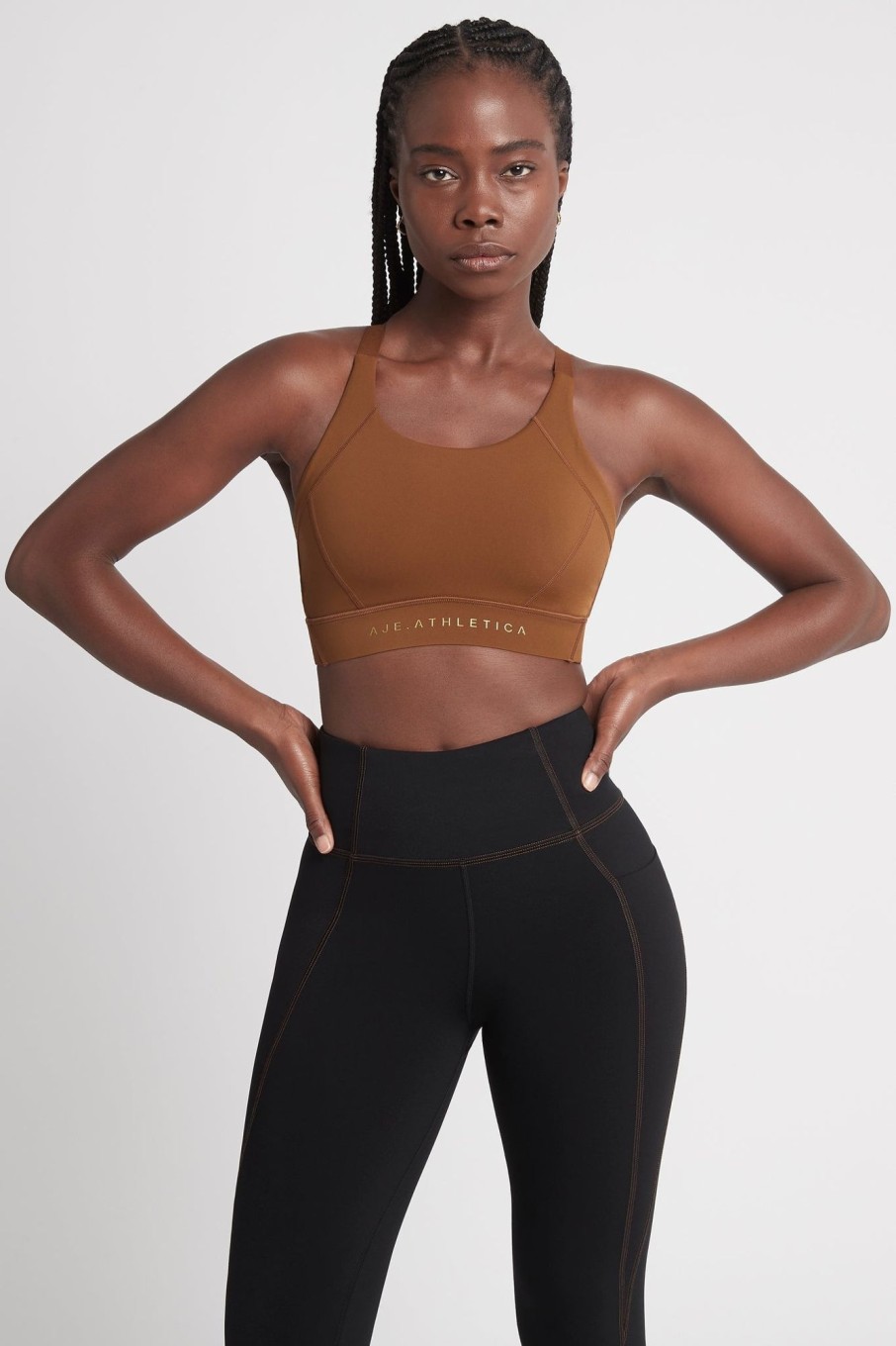 Tops Aje ATHLETICA | Adjustable Strap Sports Bra 321 Coffee/Gold