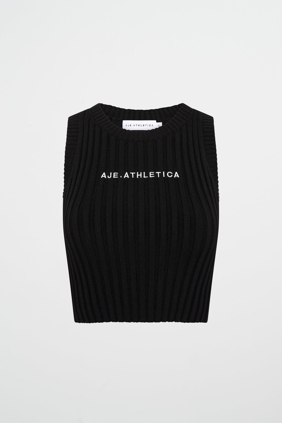 Tops Aje ATHLETICA | Cropped Knitted Logo Tank 135 Black