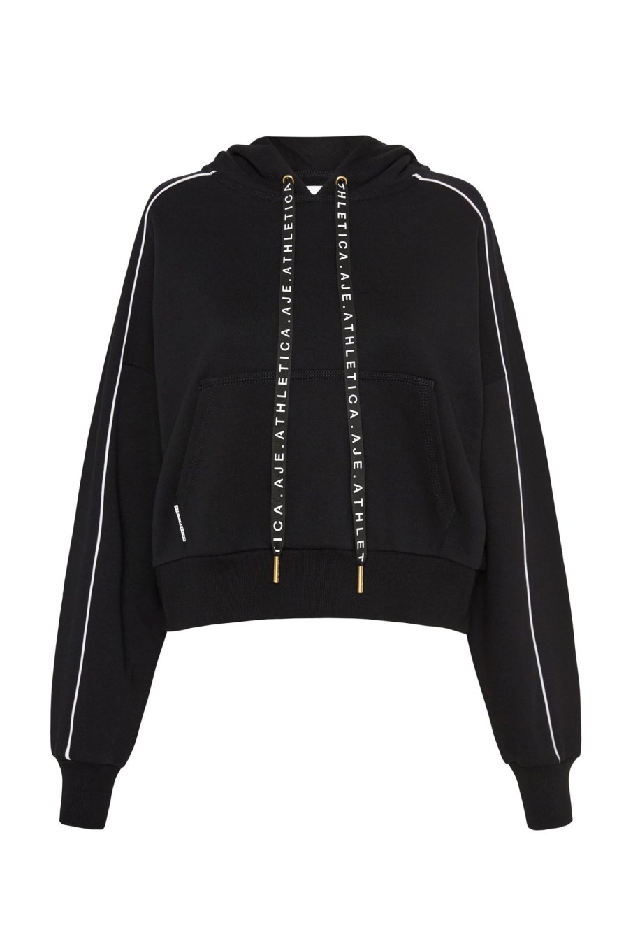 Outerwear Aje ATHLETICA | Cropped Essential Contrast Piping Hoodie 405 Black/White