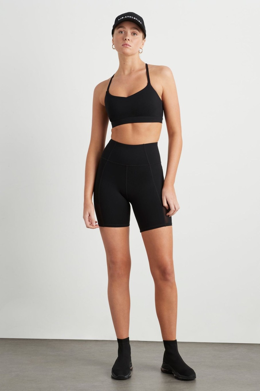 Bottoms Aje ATHLETICA | High Rise Mesh Detail Bike Shorts 203 Black