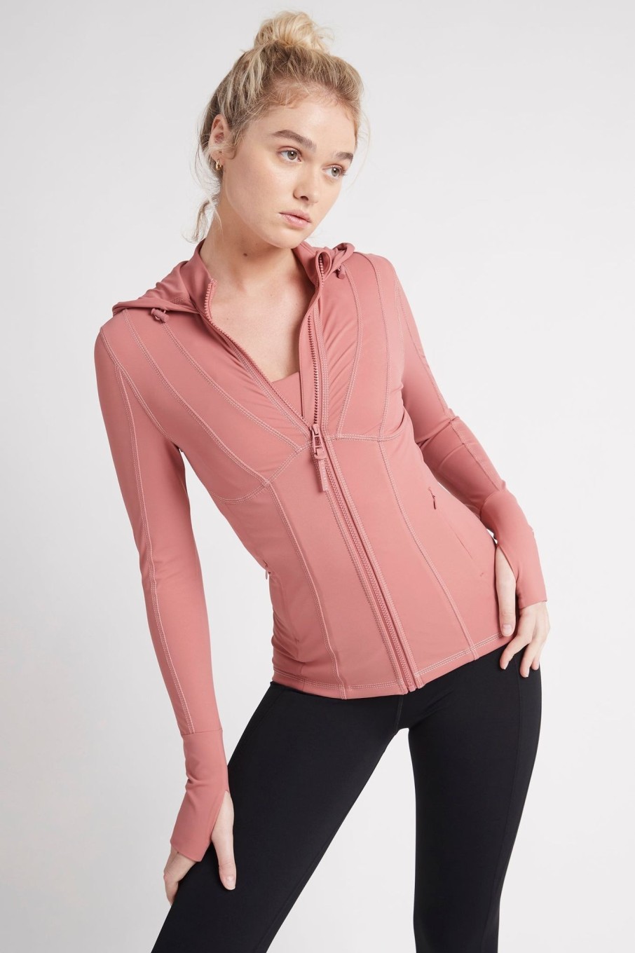 Outerwear Aje ATHLETICA | Hooded Zip Up Jacket 709 Rose Pink/Rose Quartz